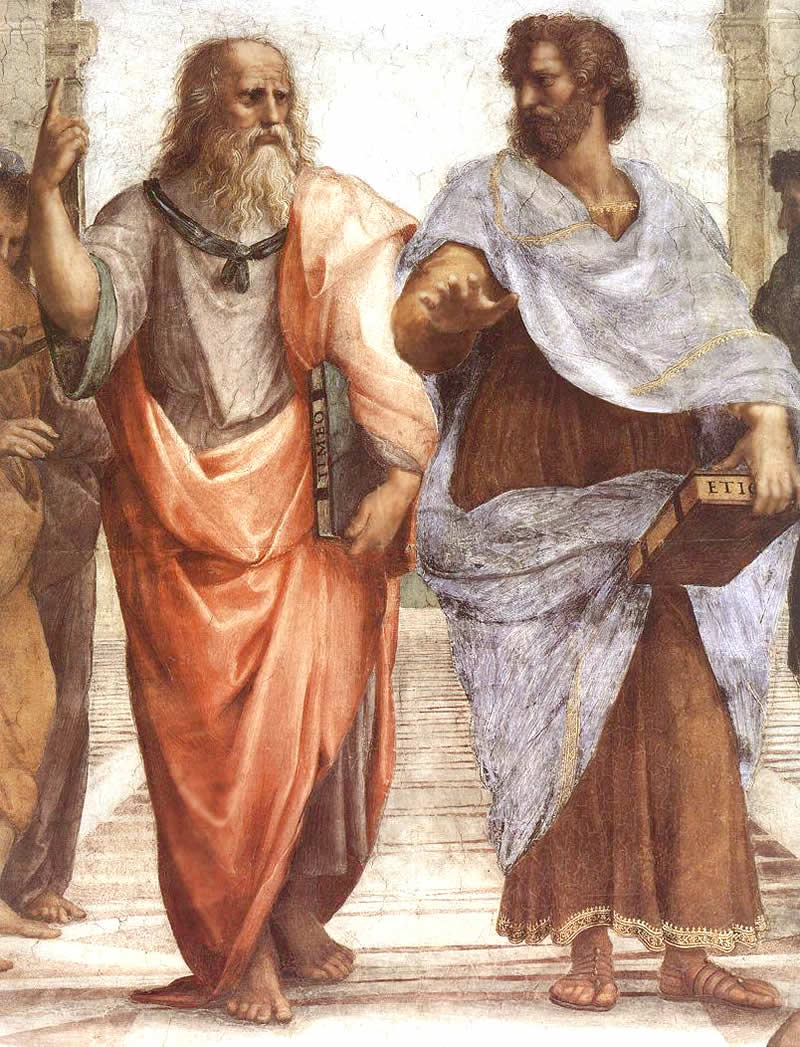 Афинская школа. Философы Платон и Аристотель