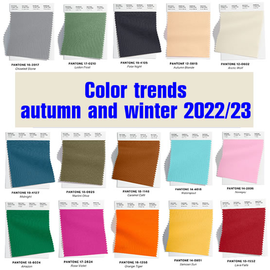 Pantone color trends for autumn and winter 2022/23
