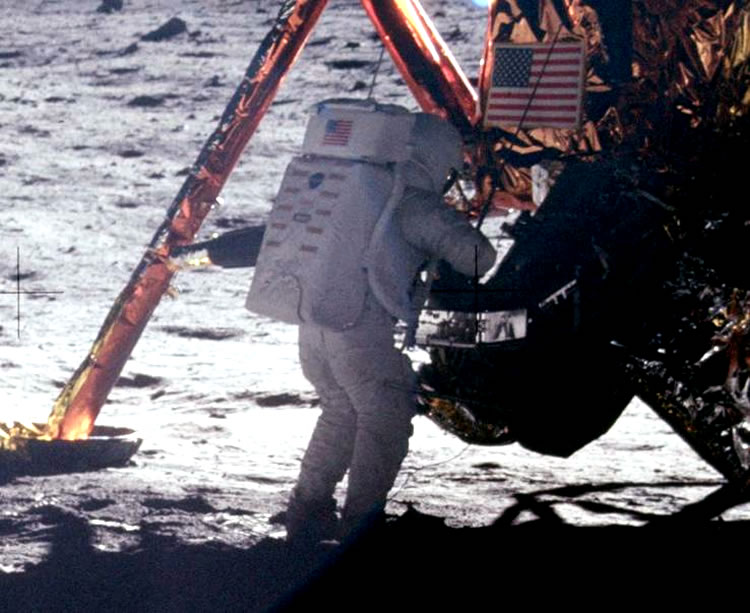 Armstrong walks on moon 