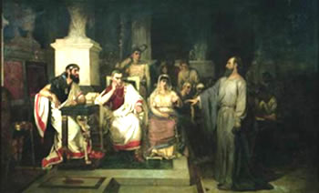 Апостол Павел объясняет догматы веры в присутствии царя Агриппы, сестры его Береники и проконсула Феста